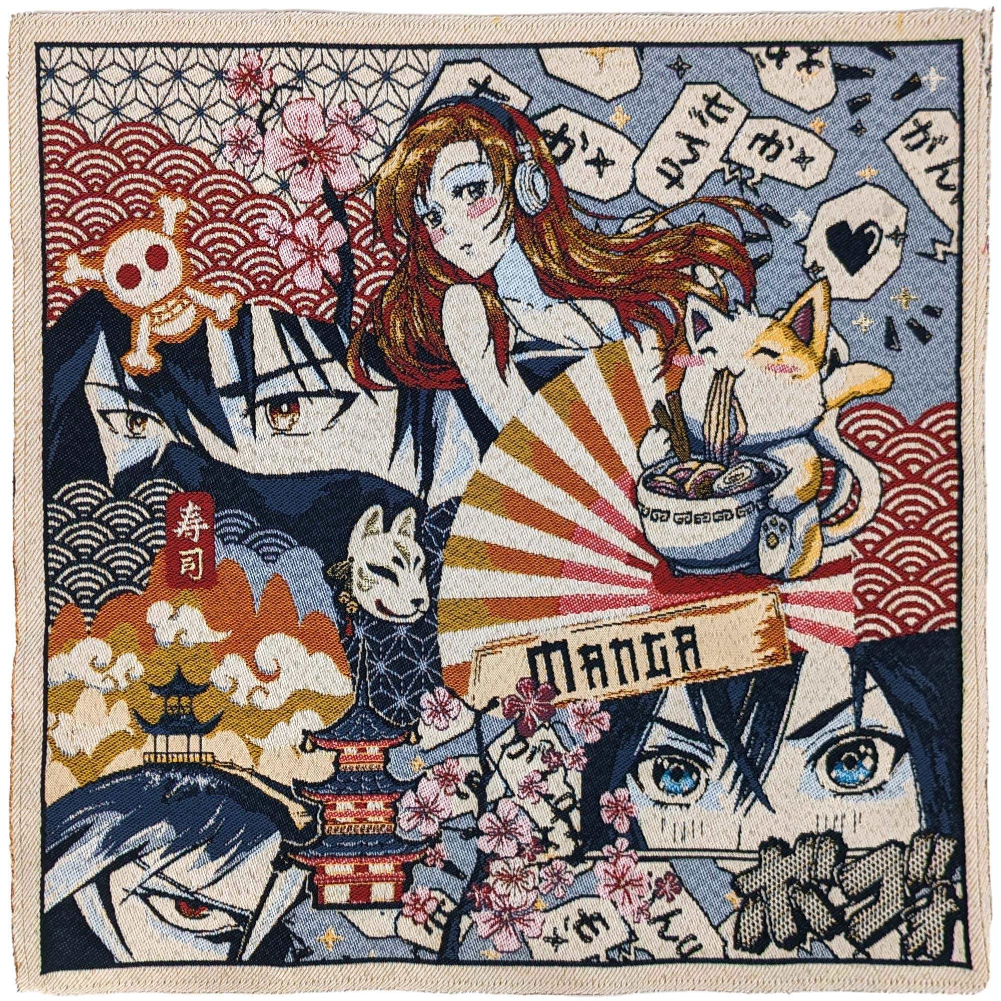 Boutiques Carré jacquard SHOGUN motif composition manga
